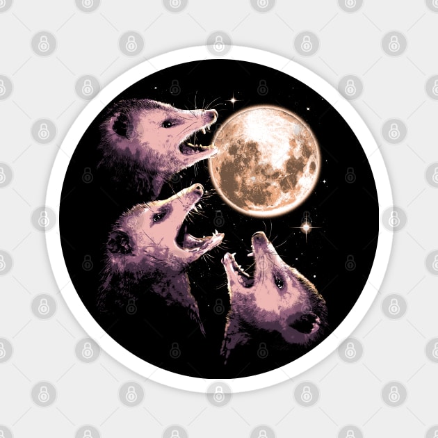 Three Opossums Howling at the Moon Funny Possum 3 Opossum Magnet by vo_maria